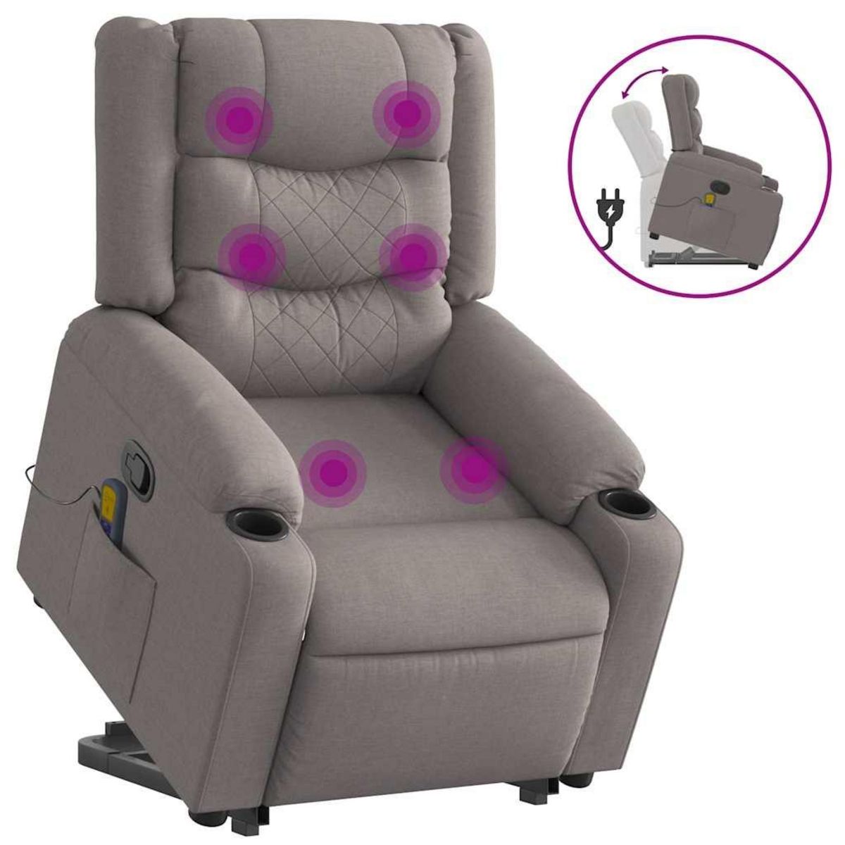 VIDAXL Fauteuil inclinable de massage Taupe Tissu