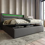 Voir la diapositive 3 : MERAX Lit coffre avec sommier et LED PU