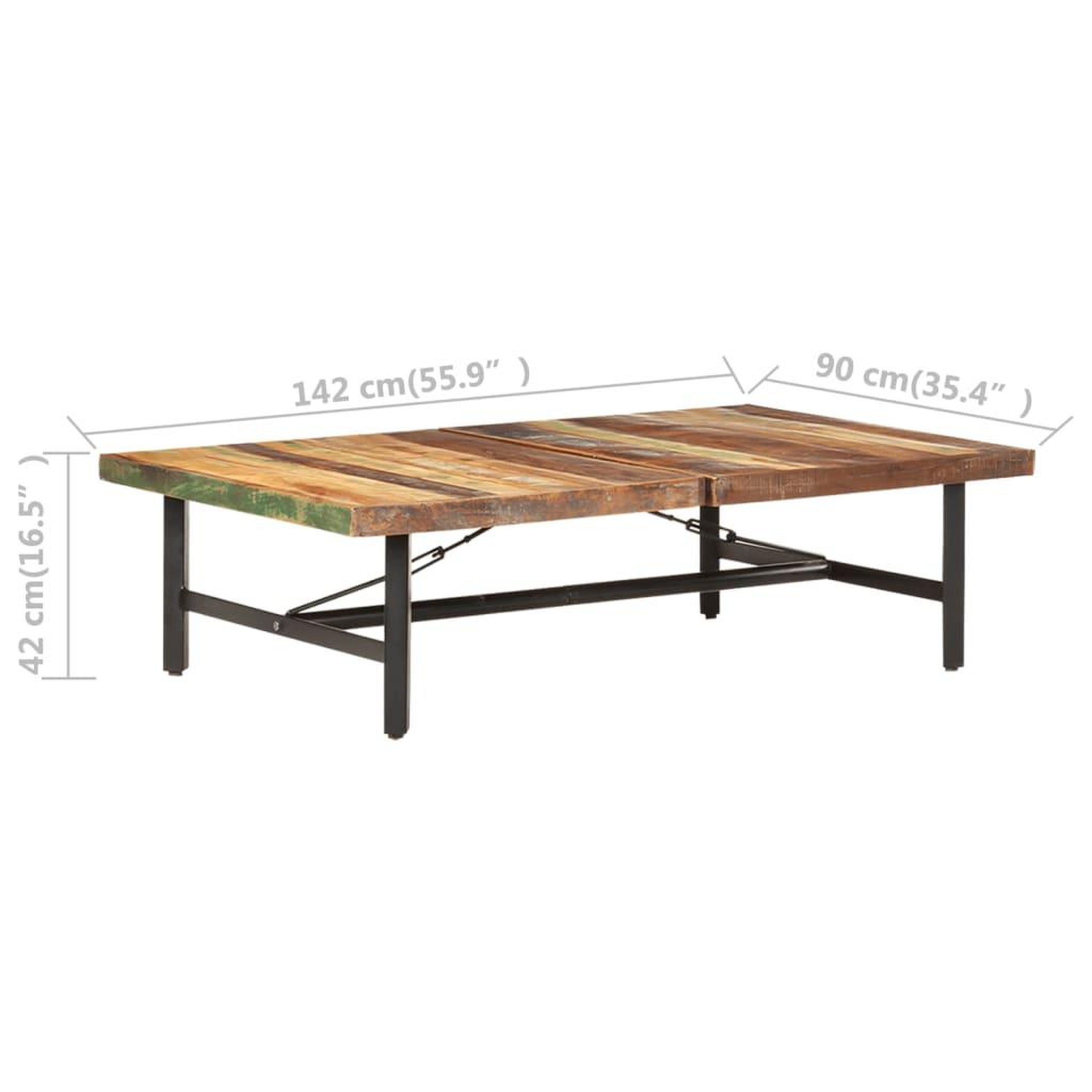 Voir la diapositive 6 : VIDAXL Table basse 142x90x42 cm Bois de recuperation massif