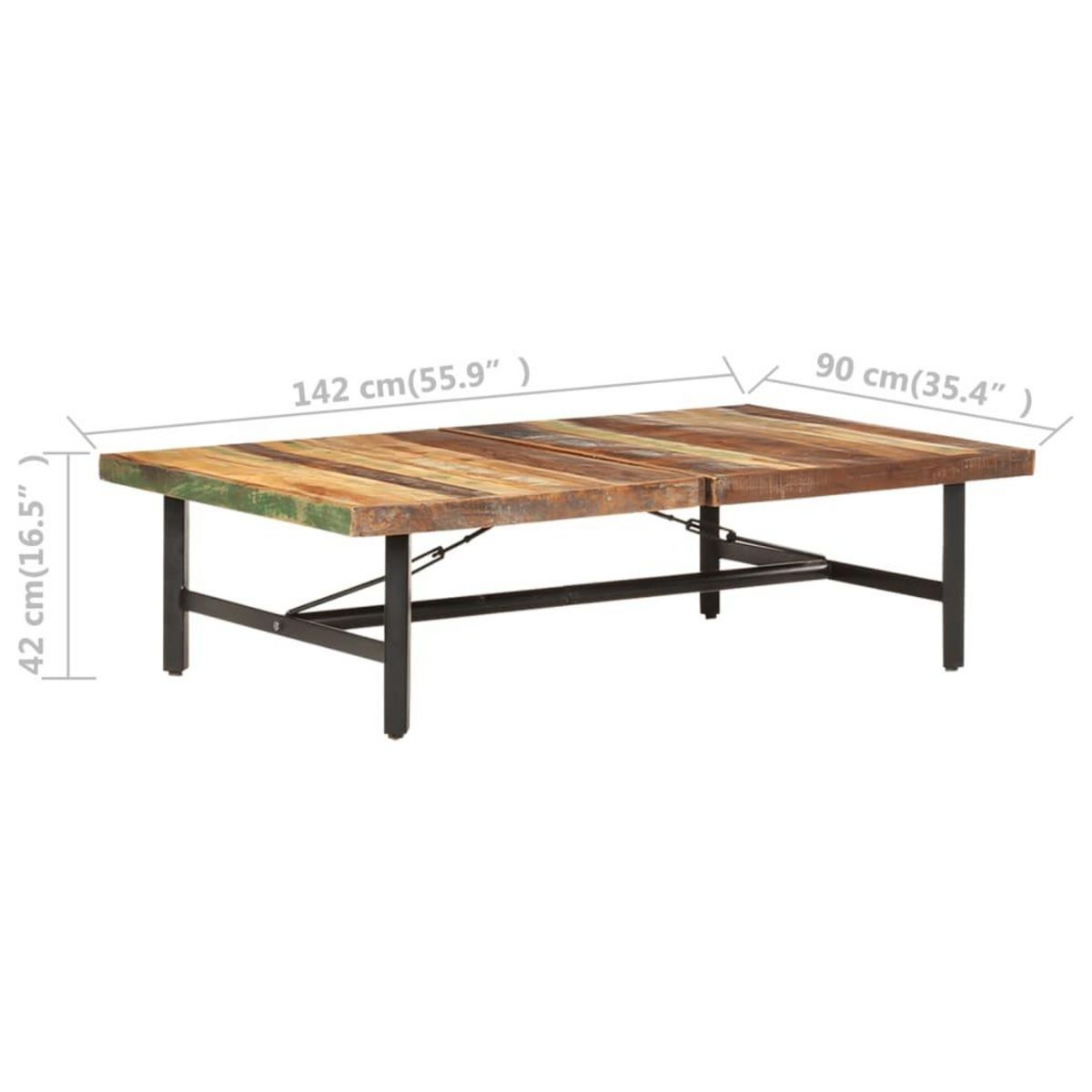 VIDAXL Table basse 142x90x42 cm Bois de recuperation massif