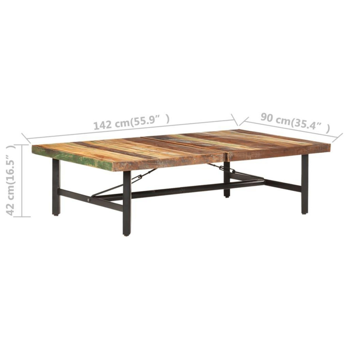 VIDAXL Table basse 142x90x42 cm Bois de recuperation massif