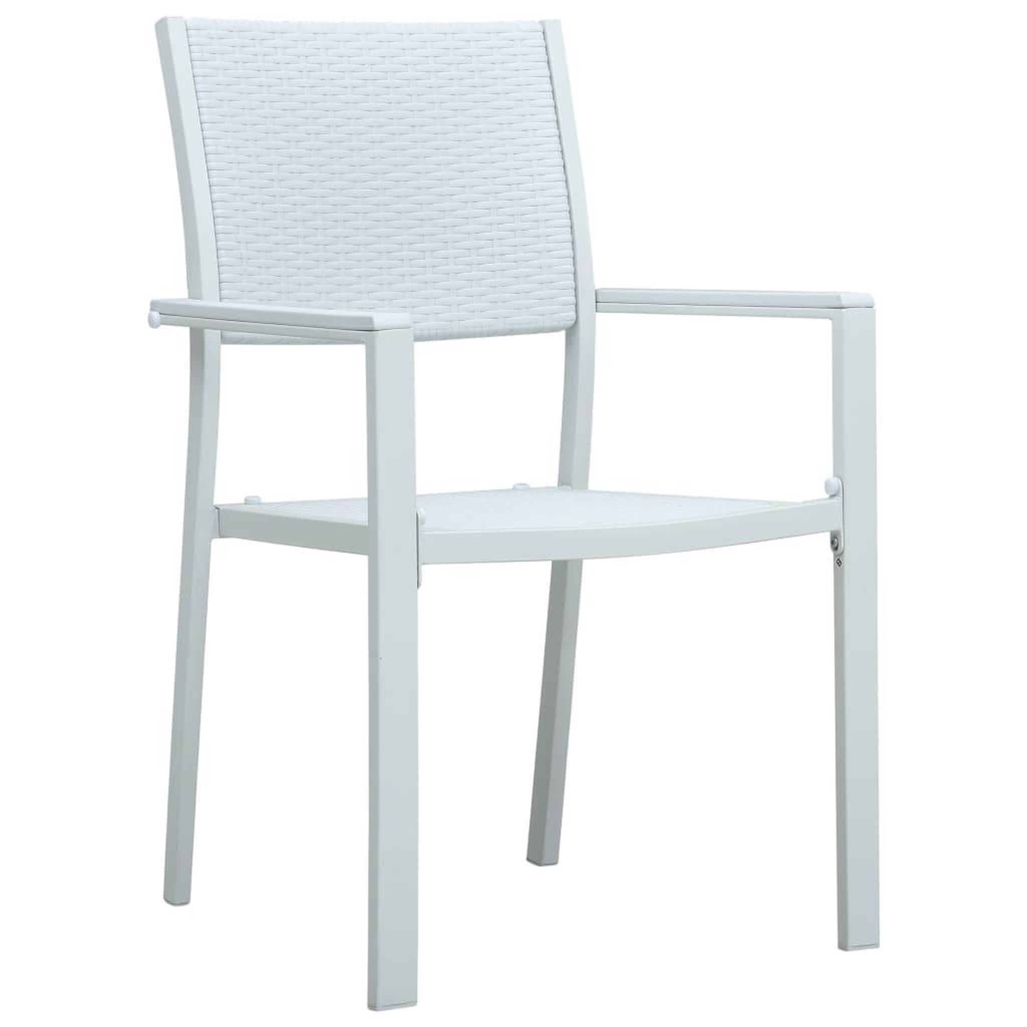 Voir la diapositive 2 : VIDAXL Chaises de jardin lot de 4 Blanc Plastique Aspect de rotin