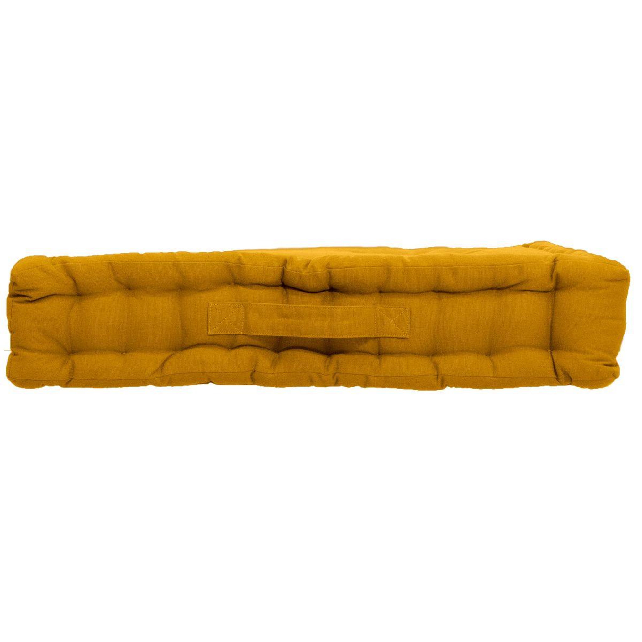 Voir la diapositive 2 : ENJOY HOME Coussin de sol uni  panama  50x50cm moutarde