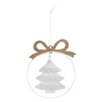 ATMOSPHERA Sujet de Noël  Sapin avec Nœud  11cm Blanc & Or