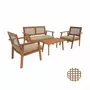 SWEEEK Salon de jardin en bois et cannage canapé 2 places, 2 fauteuils, 1 table basse - Bohémia 117x64x74 cm
