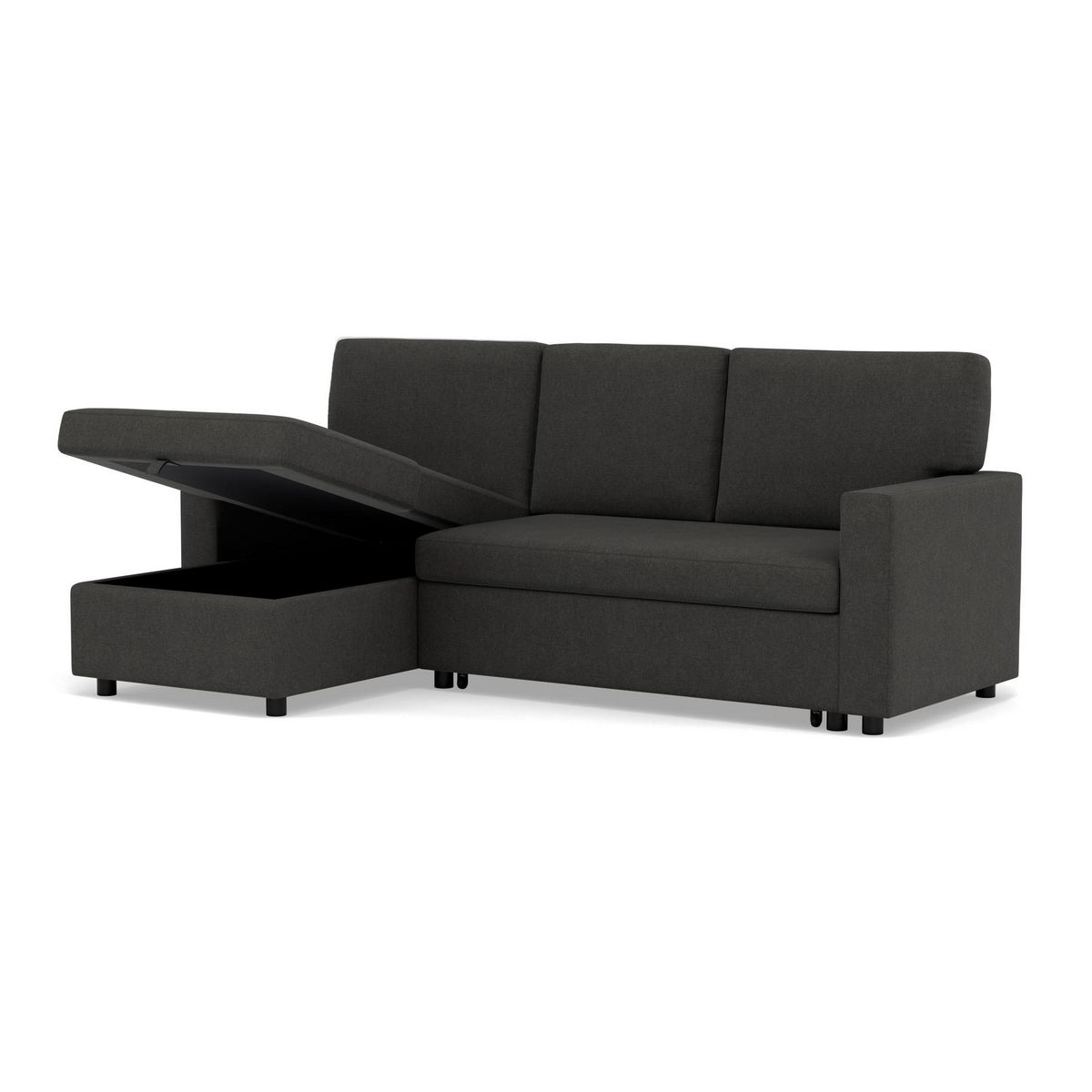 BEST MOBILIER Meiya - canapé d'angle réversible 4 places convertible avec coffre en tissu