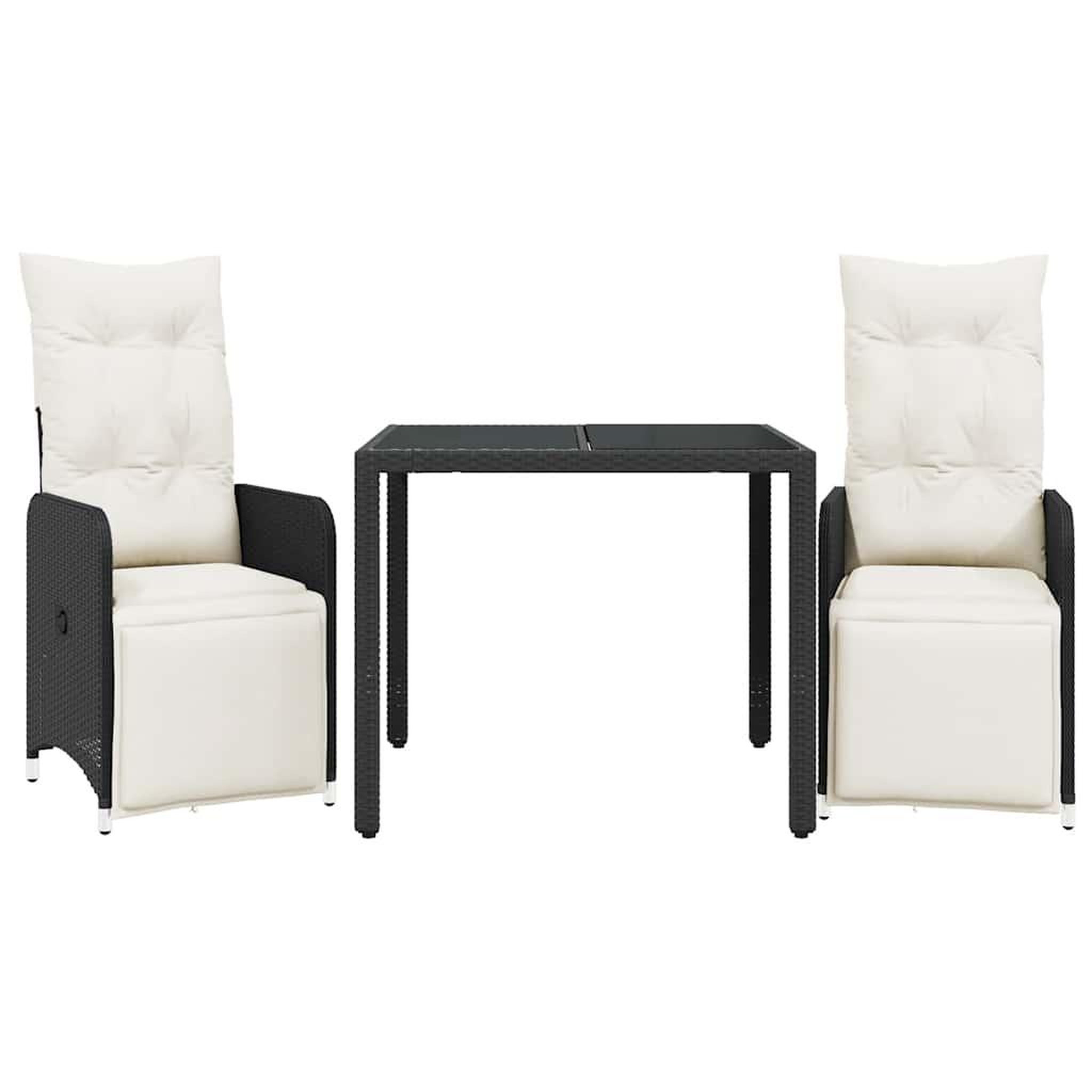 Voir la diapositive 2 : VIDAXL Ensemble de bistro de jardin 3 pcs coussins noir poly rotin