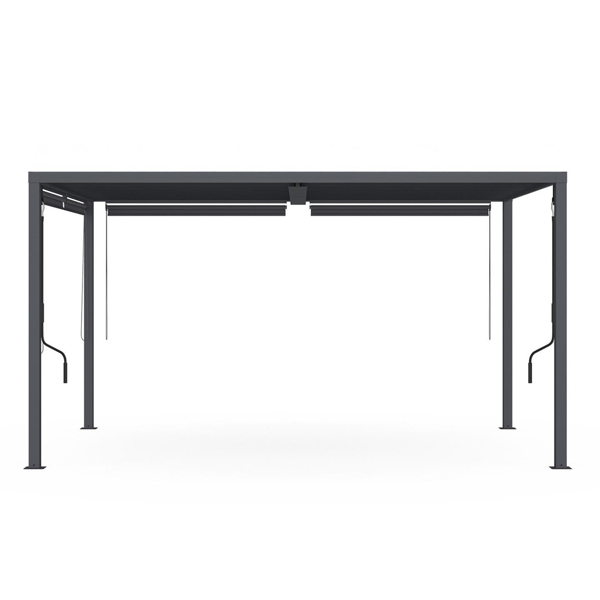 Voir la diapositive 3 : ID MARKET Pergola bioclimatique lames orientables acier 3x4 m et 4 stores gris anthracite