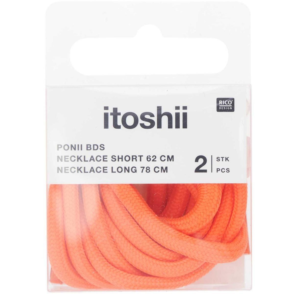 RICO DESIGN Itoshii pack 2 cordons 2 tailles orange pastel fluo