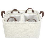 The Home Deco Factory Lot de 3 paniers de rangement en bouclette - Blanc