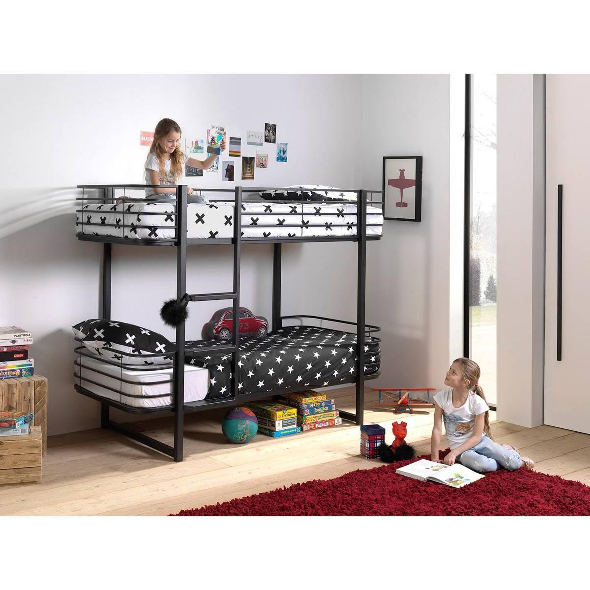 Voir la diapositive 3 : Paris Prix Lit superposé enfant  oscar  90x200cm noir