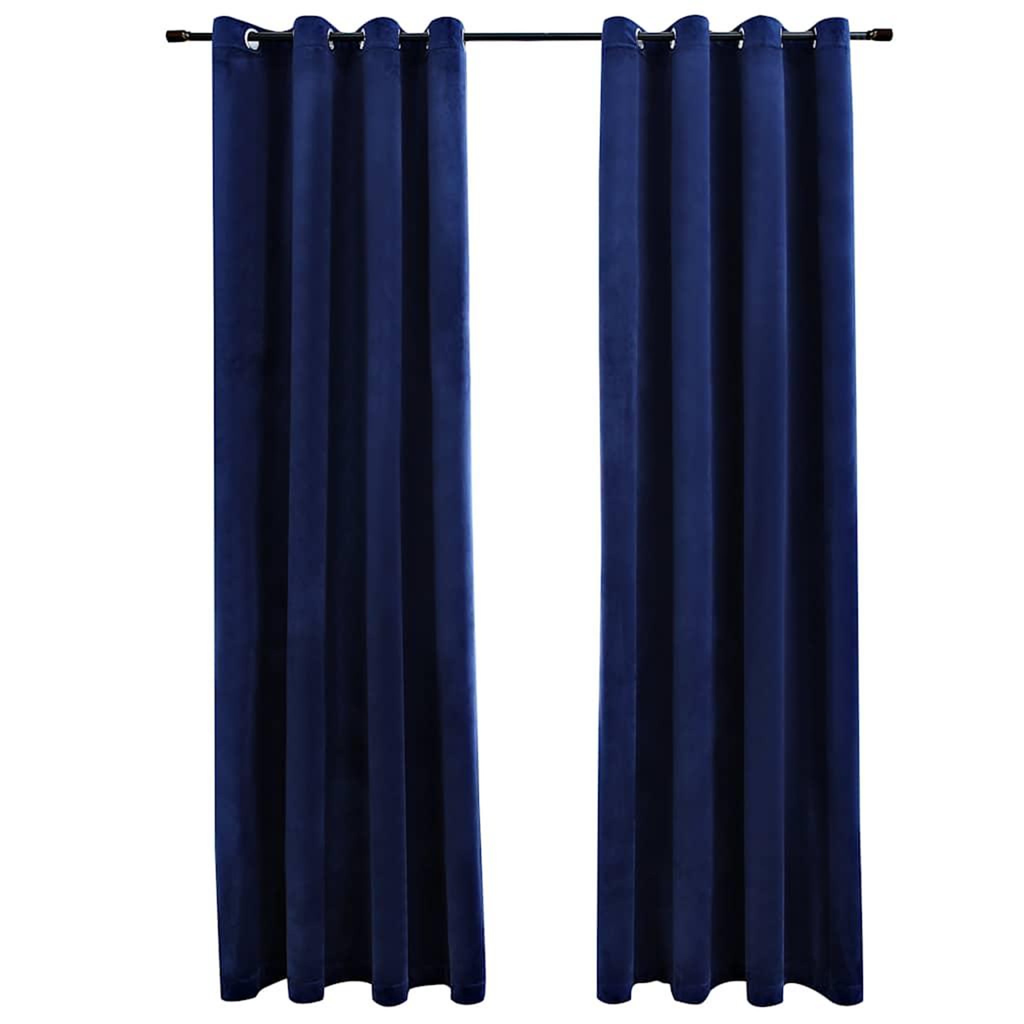Voir la diapositive 2 : VIDAXL Rideaux occultants et anneaux 2pcs Velours Bleu fonce 140x225cm