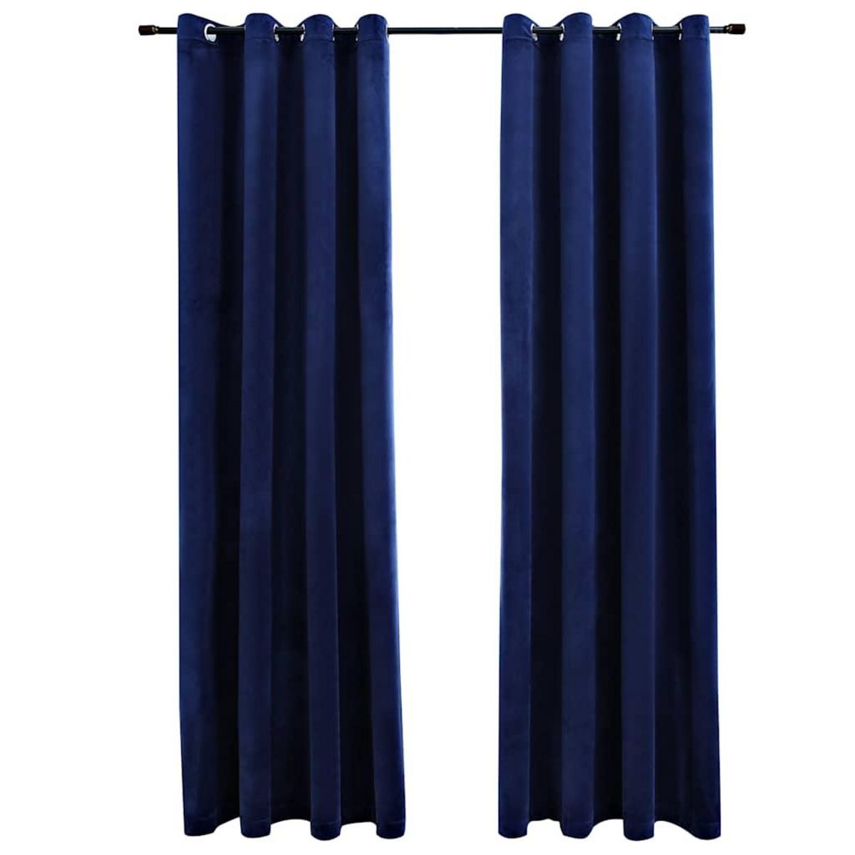 VIDAXL Rideaux occultants et anneaux 2pcs Velours Bleu fonce 140x225cm