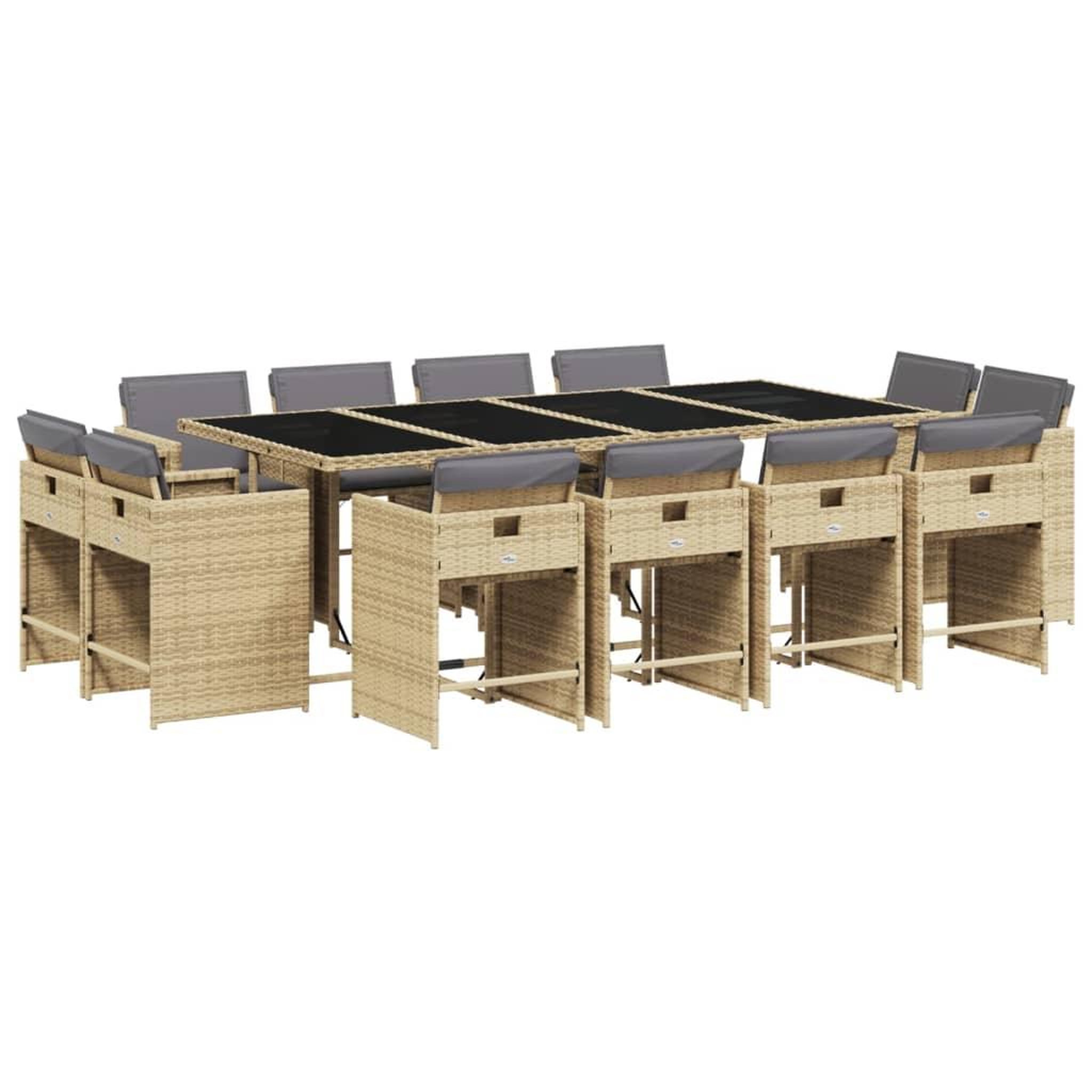 Voir la diapositive 2 : VIDAXL Ensemble a manger de jardin coussins 13 pcs melange beige rotin