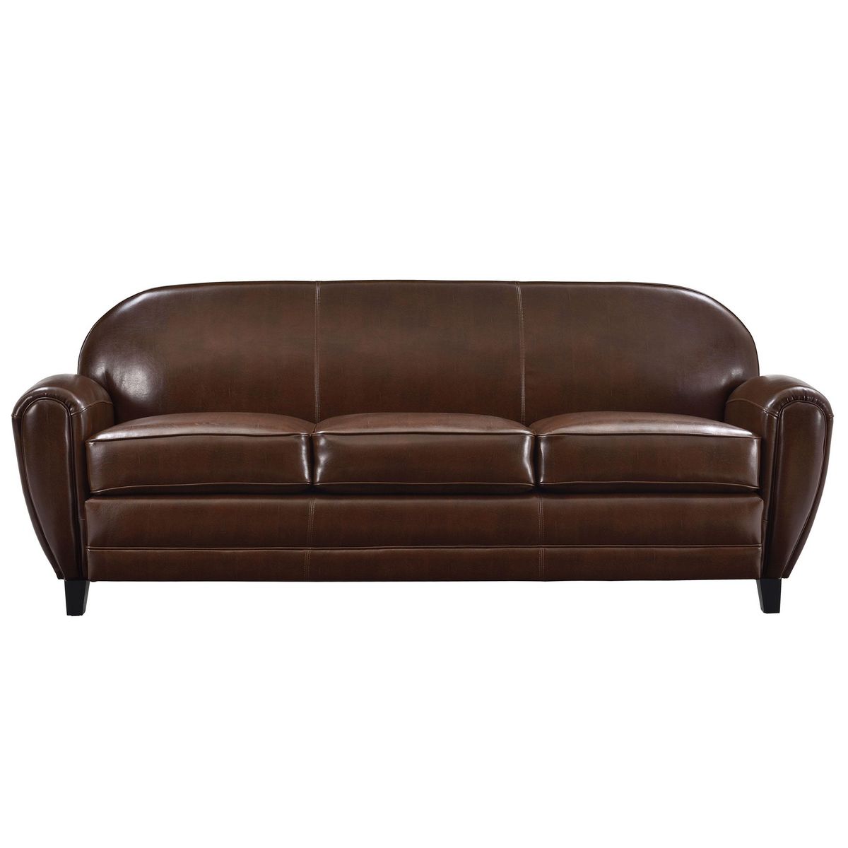 Rendez vous déco Canapé 3 places marron en croute de cuir enduite - Club