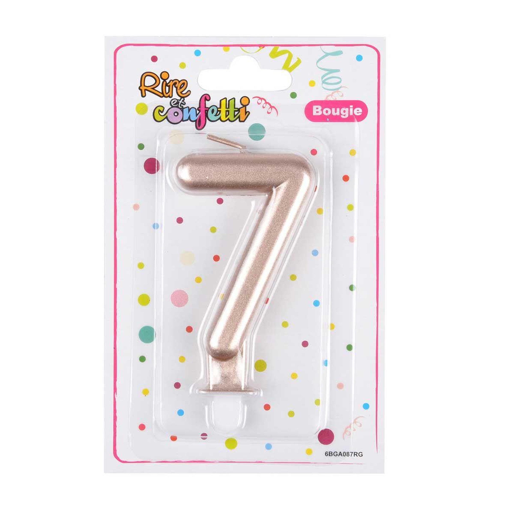 Voir la diapositive 2 : HOMEA Bougie d'Anniversaire  Chiffre 7  7cm Rose Gold