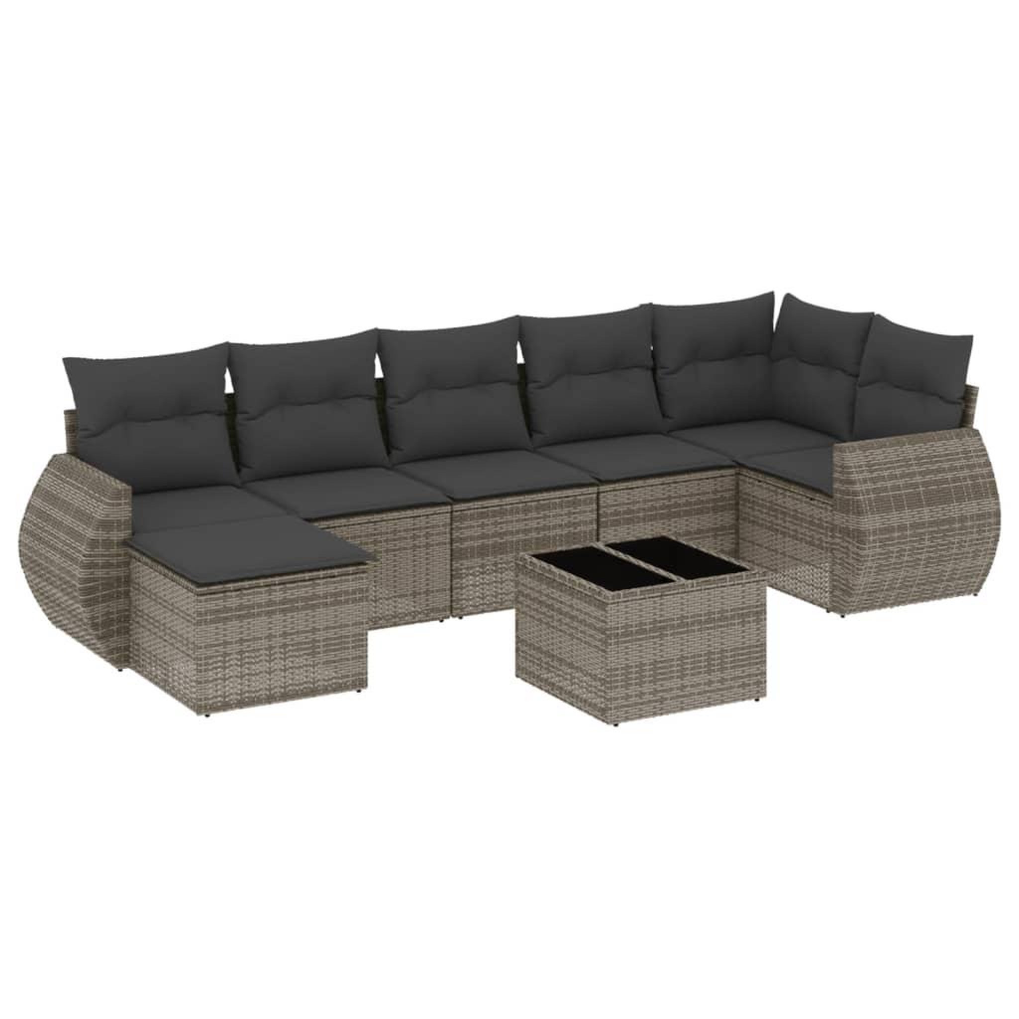 Voir la diapositive 2 : VIDAXL Salon de jardin 8 pcs avec coussins gris resine tressee