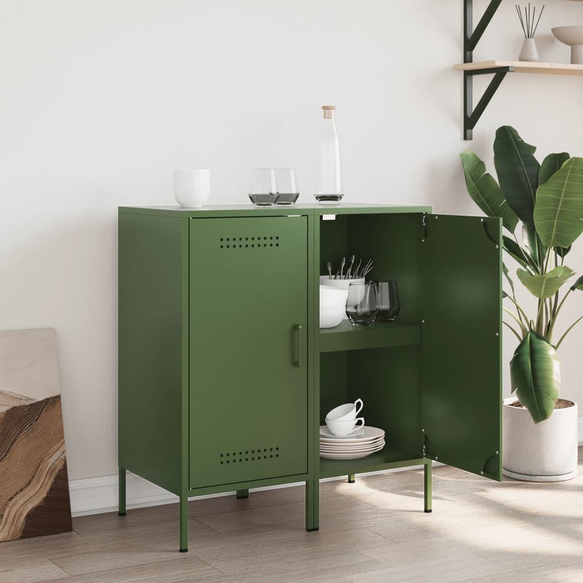 Voir la diapositive 3 : VIDAXL Buffets 2 pcs vert olive 36x39x79 cm acier
