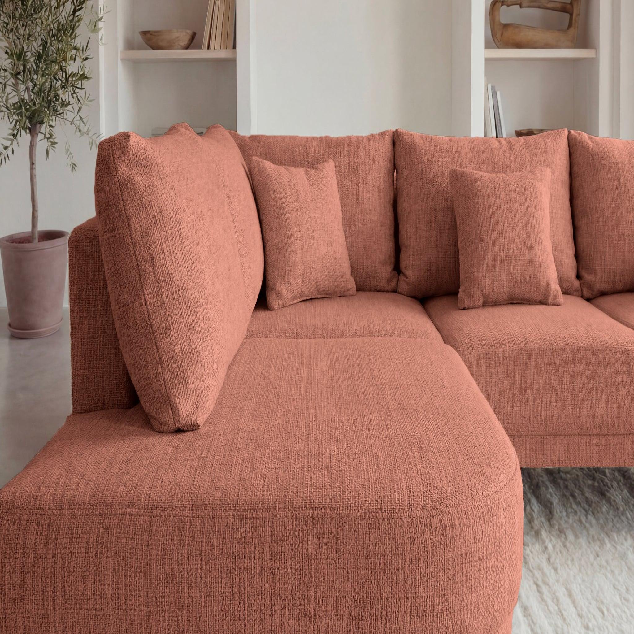 Voir la diapositive 3 : CASANOVA PARIS Bianca - canapé d'angle tissu chenille 4 places