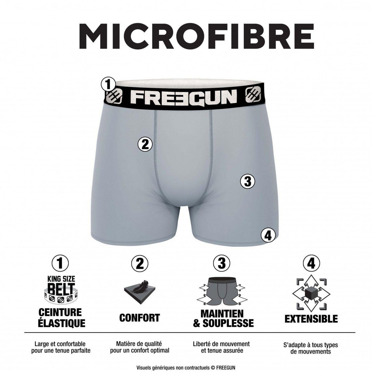 FREEGUN Lot de 3 boxers enfant Uni Rainbow