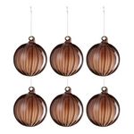 Paris Prix Lot de 6 Boules de Noël  Strie  8cm Marron Foncé