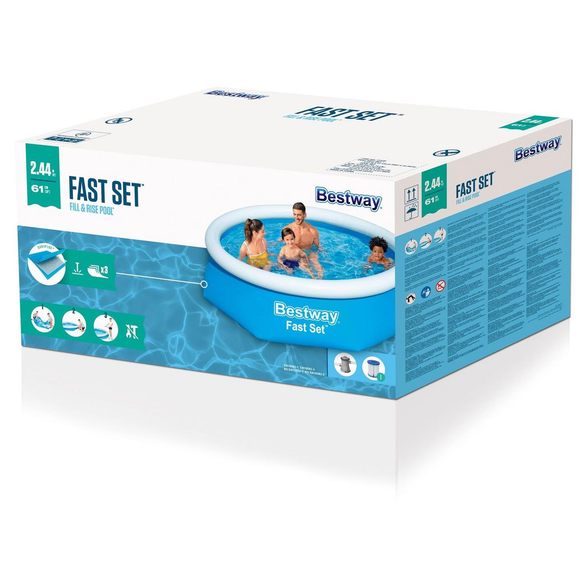 BESTWAY Piscine autoportée ronde 244x61cm Fast Set&trade;