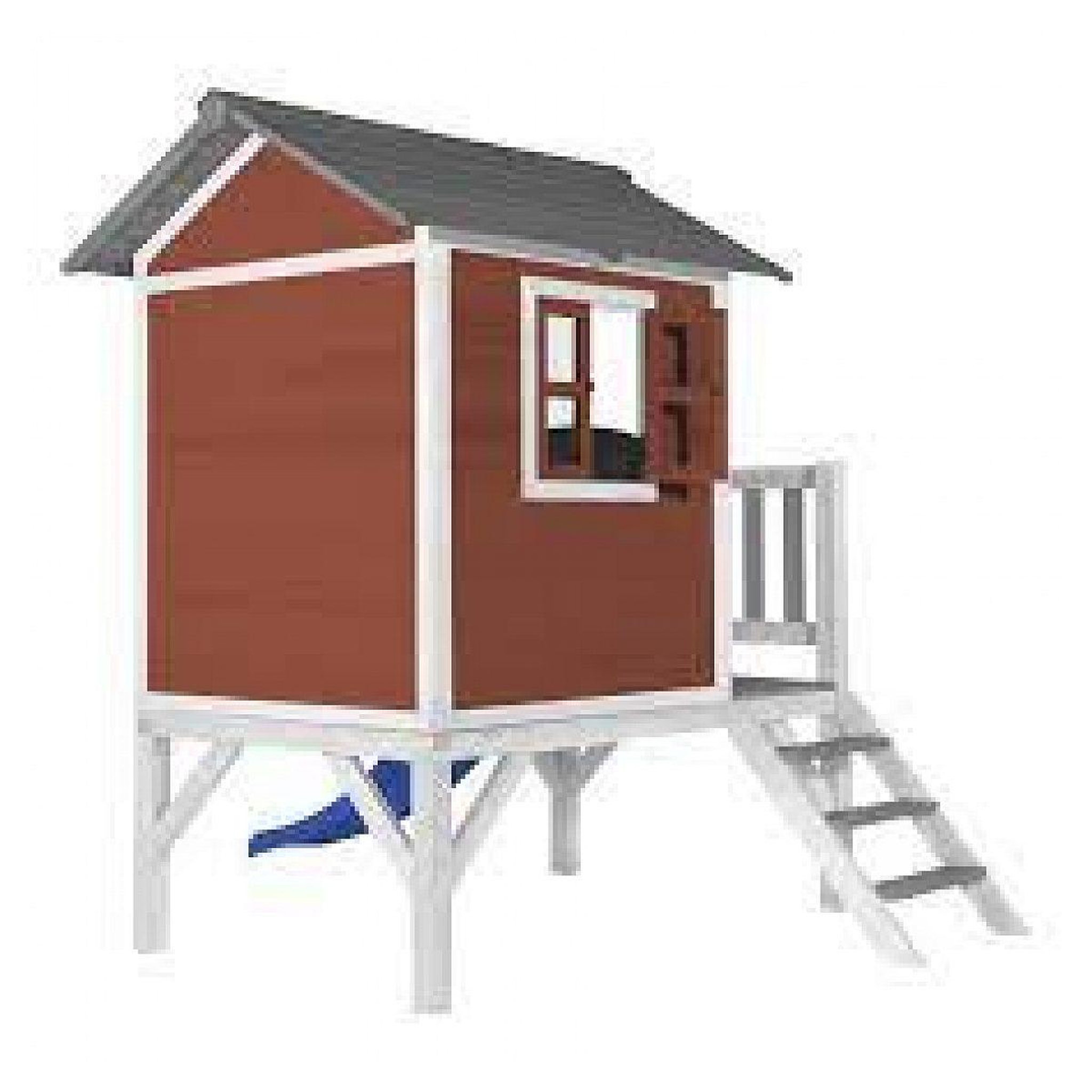 Voir la diapositive 2 : Axi House Maisonnette scandinavian rouge - toboggan bleu