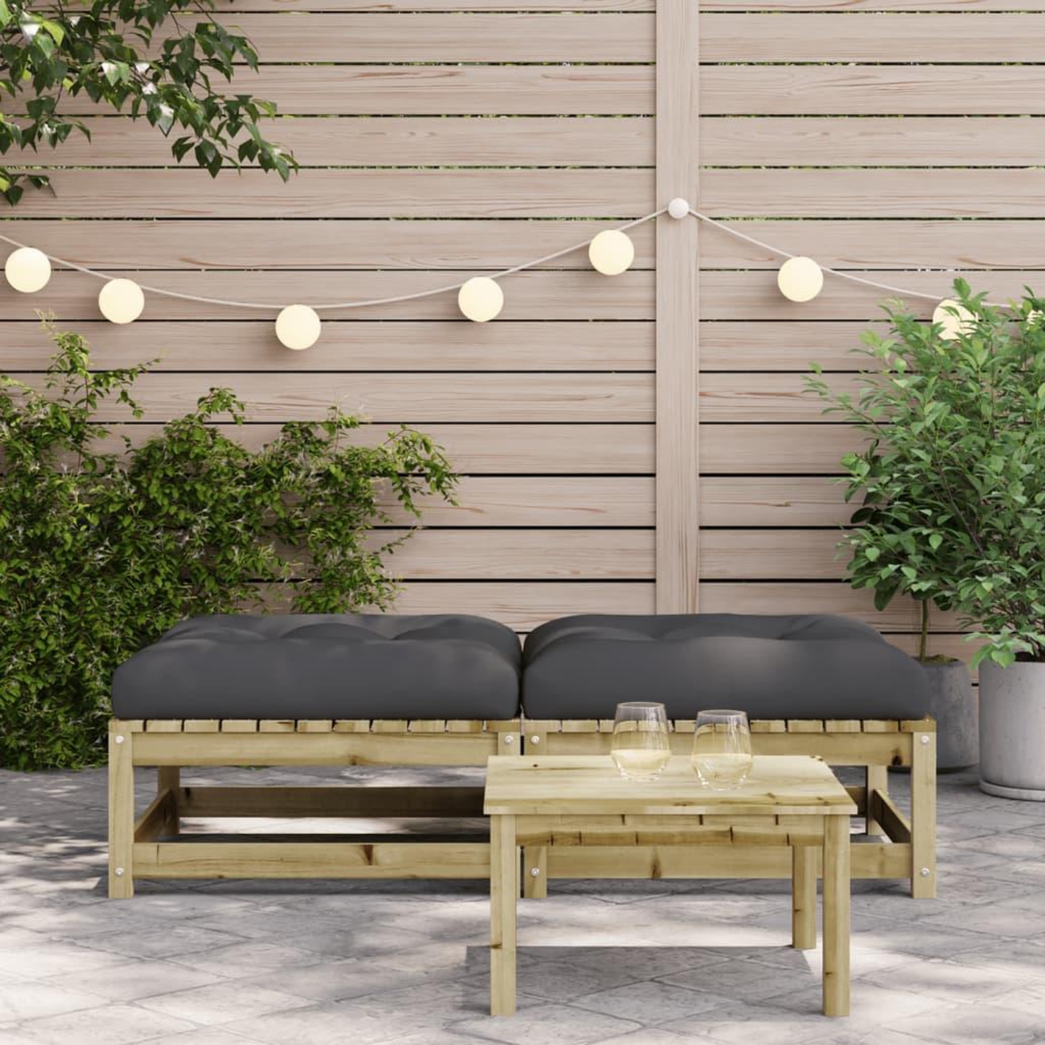 Voir la diapositive 3 : VIDAXL Repose-pieds de jardin avec coussins lot de 2 bois pin impregne