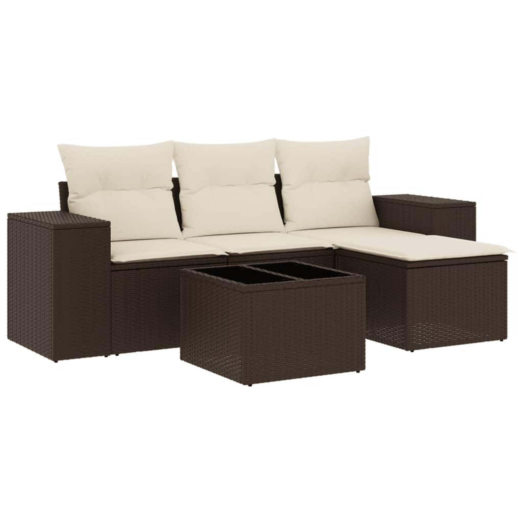Voir la diapositive 2 : VIDAXL Salon de jardin avec coussins 5 pcs marron resine tressee