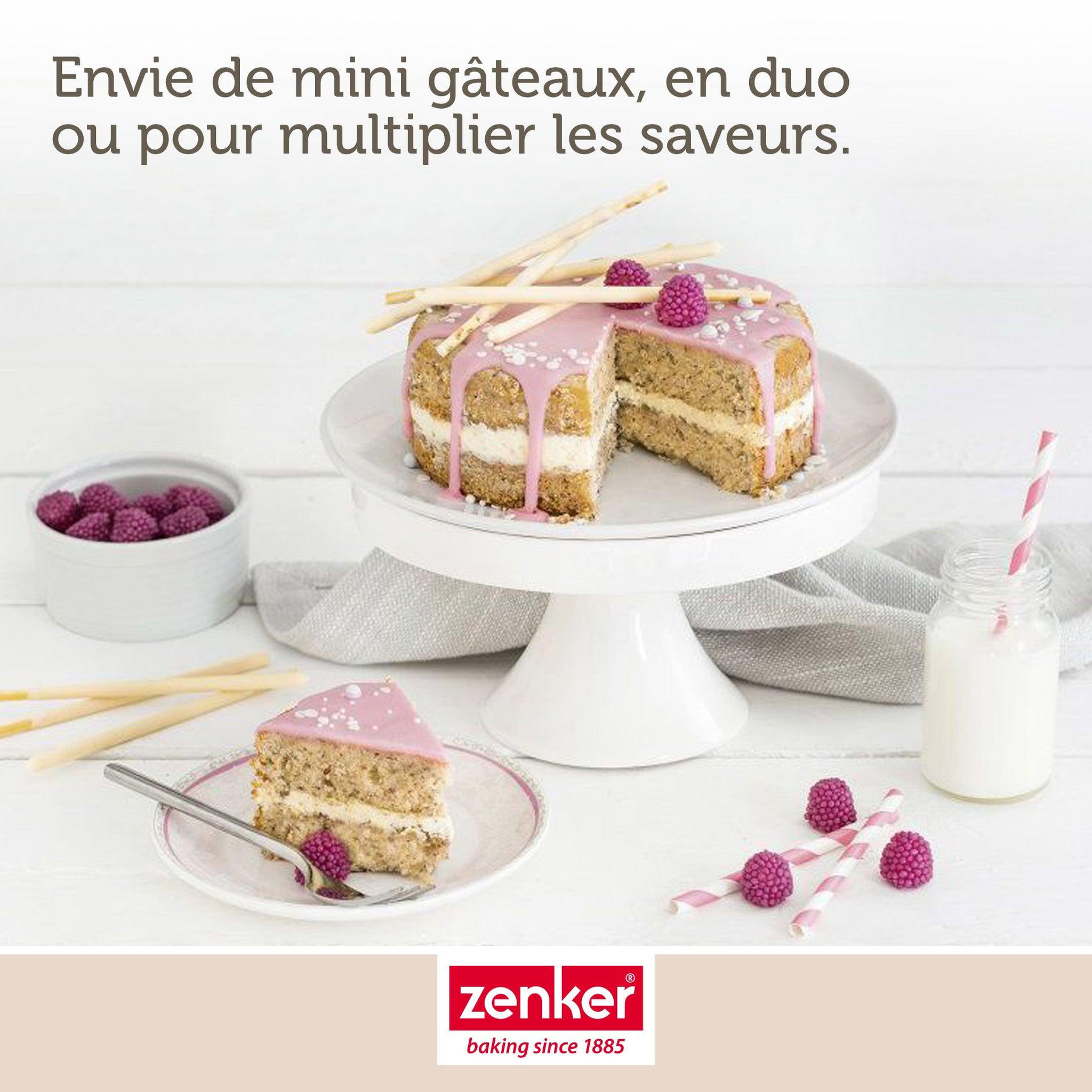 Voir la diapositive 2 : ZENKER Lot de 2 petits moules à manqué à charnière 12 cm zenker special mini