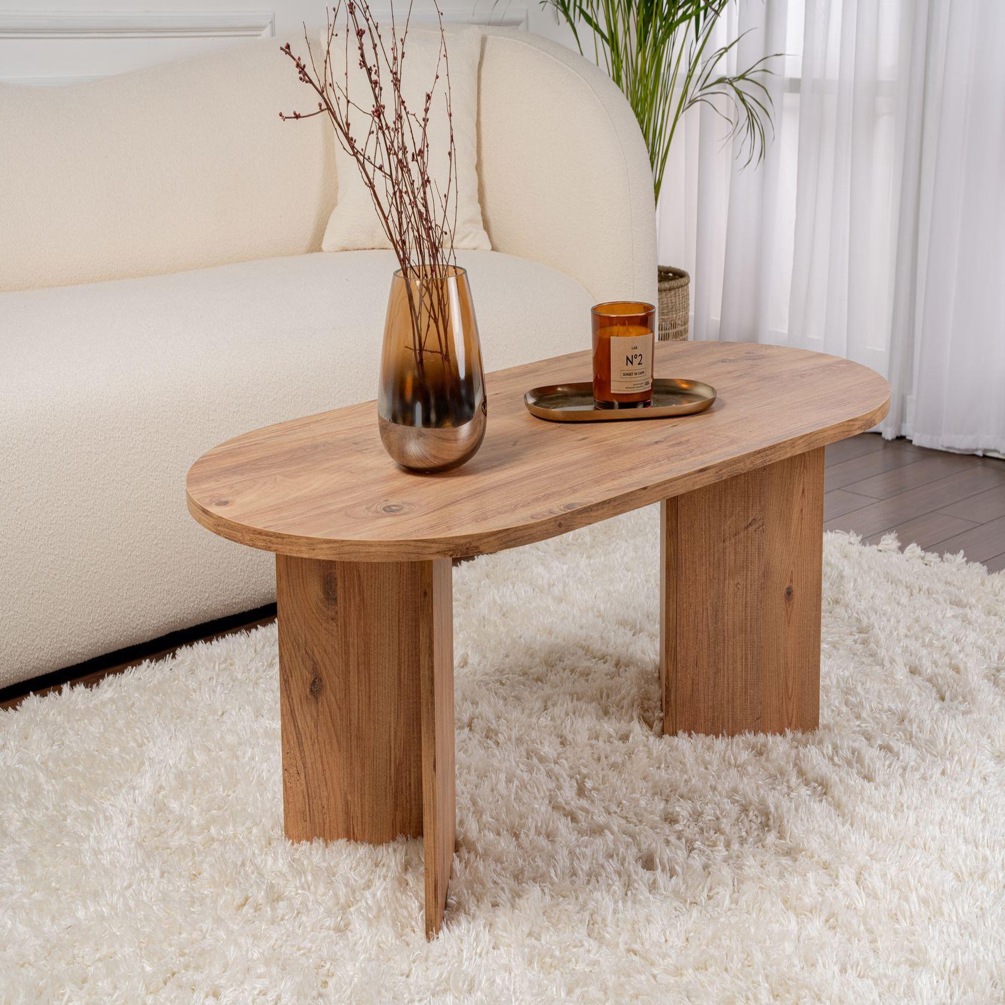 Voir la diapositive 2 : Habitat et Jardin Table basse en bois  sable  - 60 x 119 x 40 cm - pin atlantique