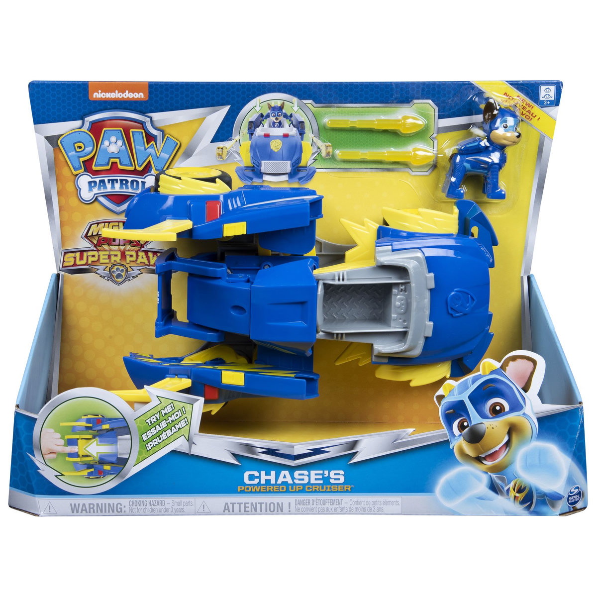 SPIN MASTER Véhicule transformable super charged mighty pups Chase's  - Pat'Patrouille