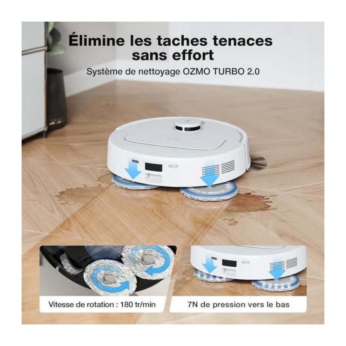 ECOVACS Robot Aspirateur Laveur avec Station de Vidage Automatique- ECOVACS N30 Pro OMNI - Puissance 10000Pa - Nettoyage a l'eau Chaude