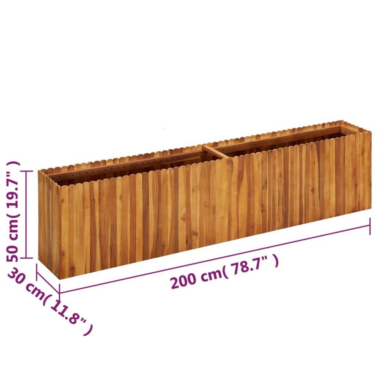VIDAXL Lit sureleve de jardin 200x30x50 cm Bois massif d'acacia
