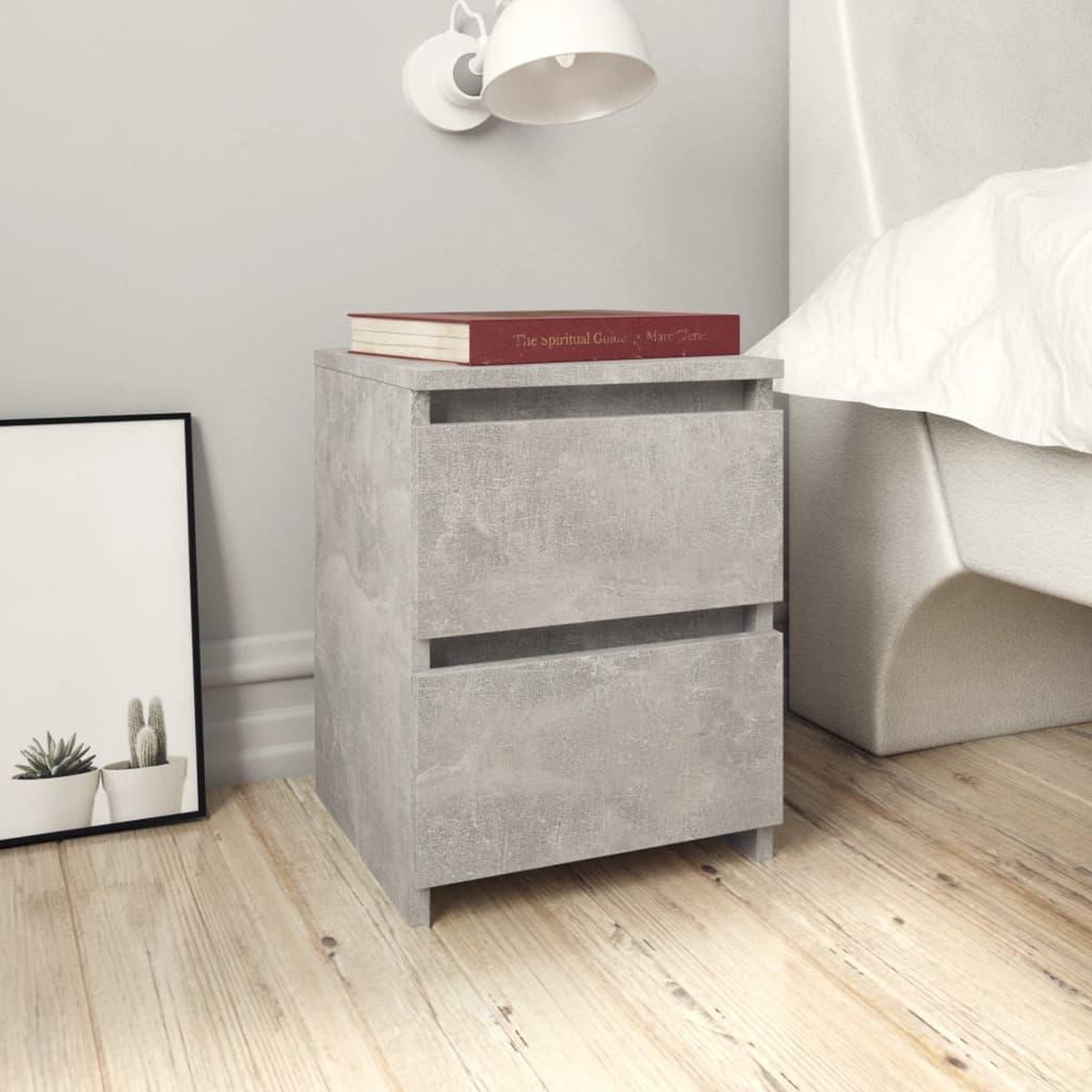 Voir la diapositive 1 : VIDAXL Tables de chevet 2 pcs Gris beton 30x30x40 cm Bois d'ingenierie