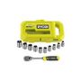 Voir la diapositive 2 : Ryobi Coffret 8 douilles RYOBI - Clé 90 dents - Adaptateur 1/4'' vers 3/8'' - RHRS10PC