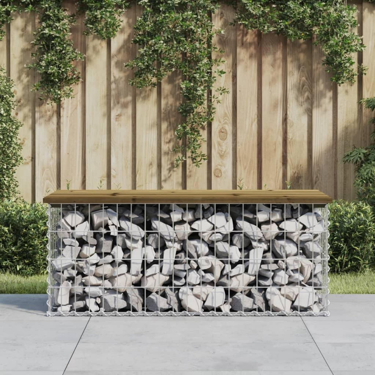 VIDAXL Banc de jardin design gabion 103x44x42 cm bois de pin impregne