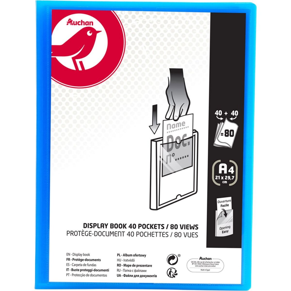 AUCHAN Porte vues A4 souple personnalisable 80 vues coloris aléatoire