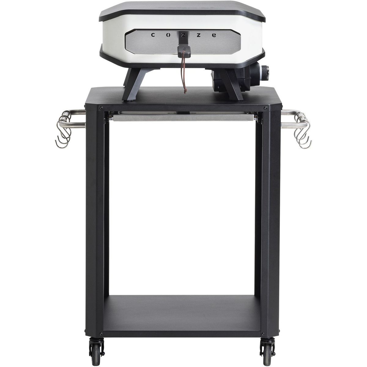 COZZE Table d'extérieur pour four à pizza - Planche à découper en acier inoxydable - Noir