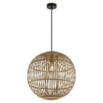 GLOBO Suspension design bambou Hildegard - Diam. 40 x H. 155 cm - Beige naturel