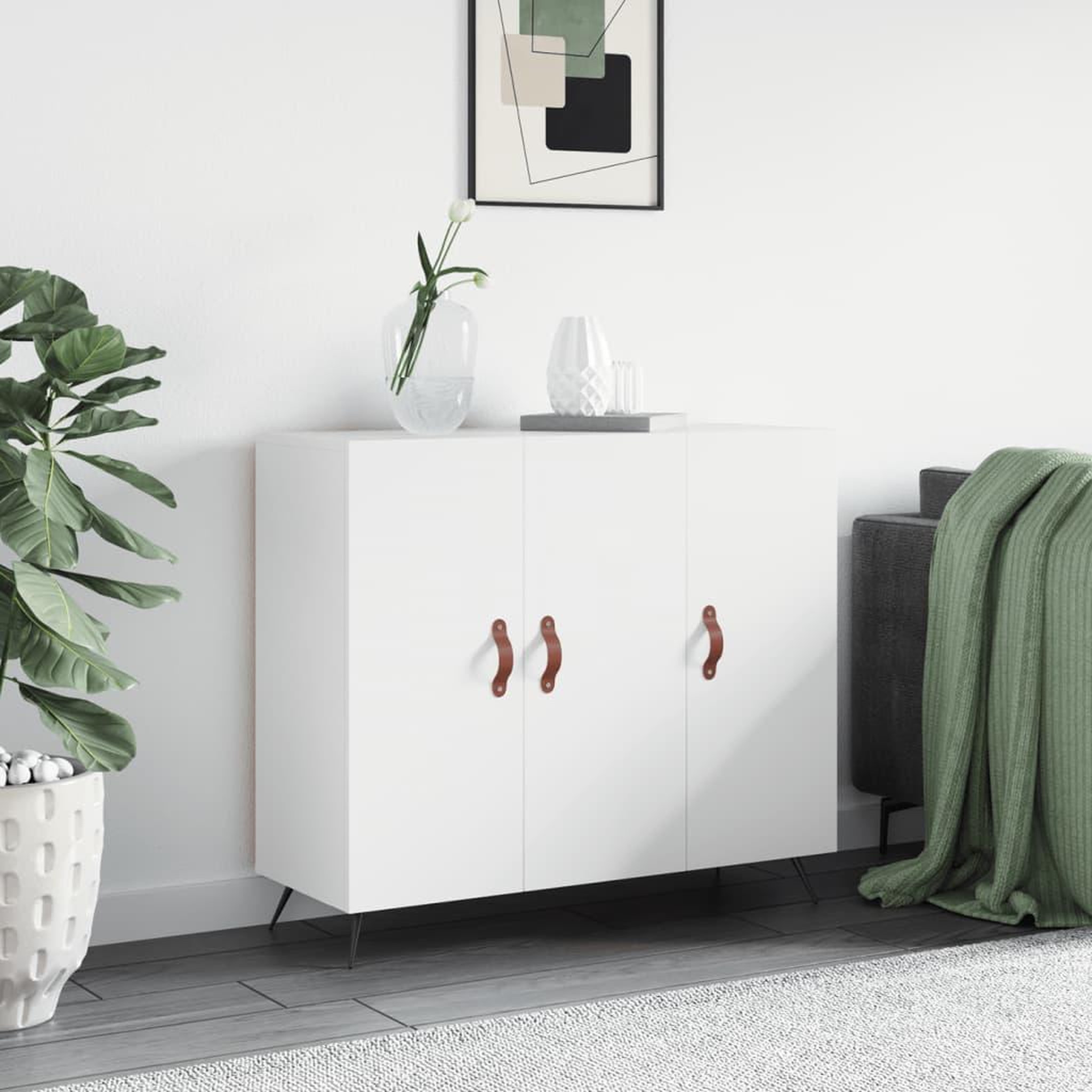 VIDAXL Buffet blanc 90x34x80 cm bois d'ingenierie