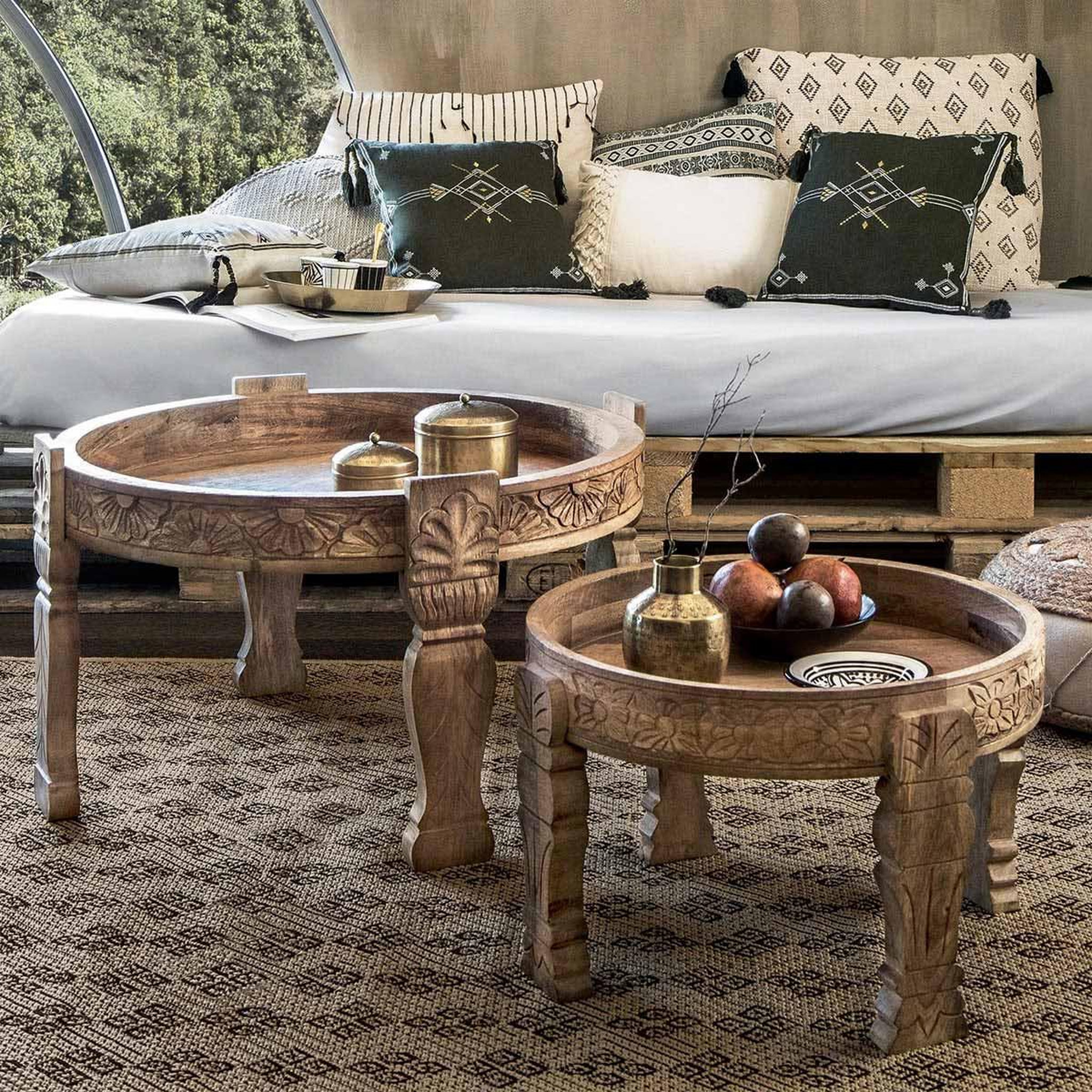 Voir la diapositive 4 : ATMOSPHERA Table d'appoint en bois  gypsy  51cm naturel