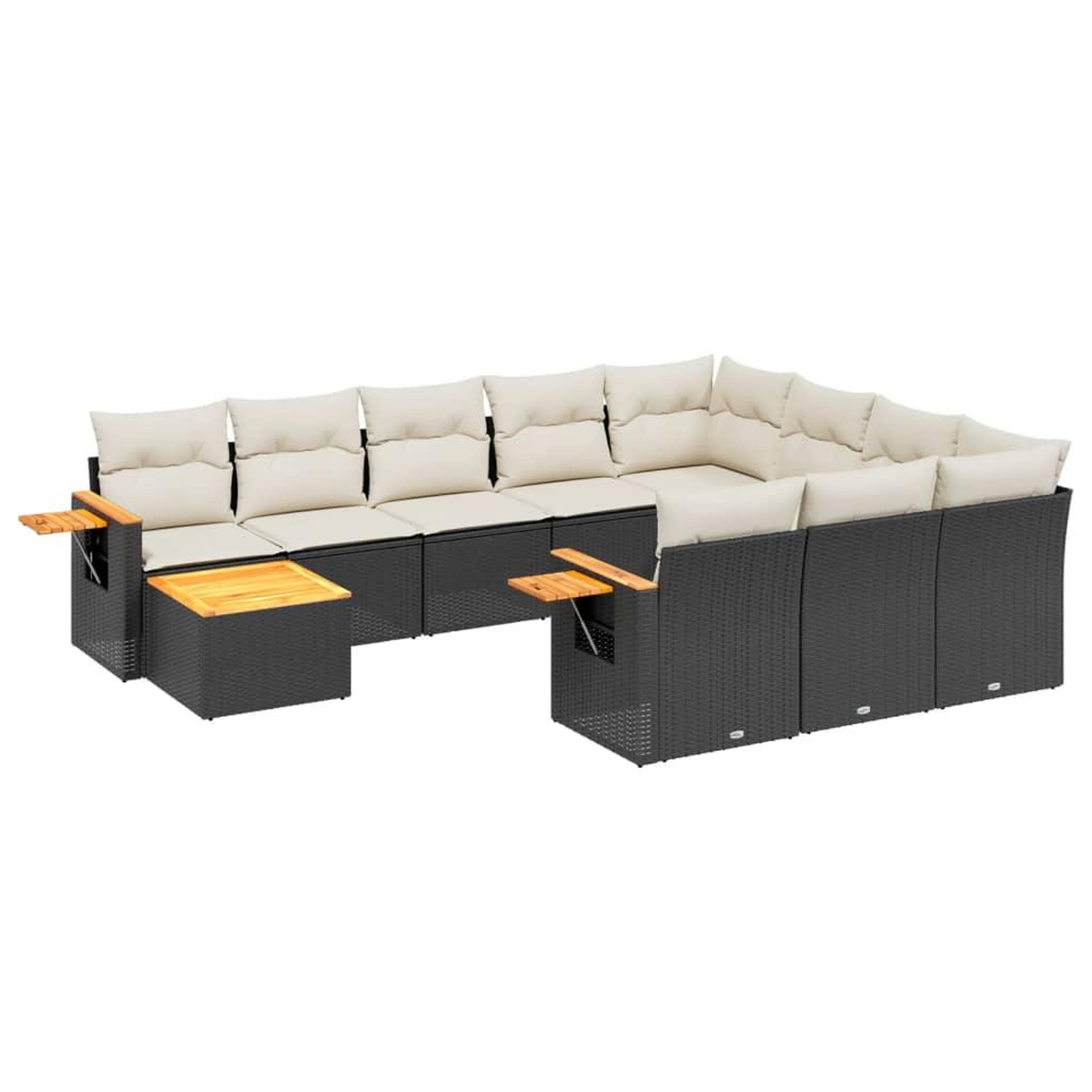 Voir la diapositive 2 : VIDAXL Salon de jardin 11 pcs avec coussins noir resine tressee