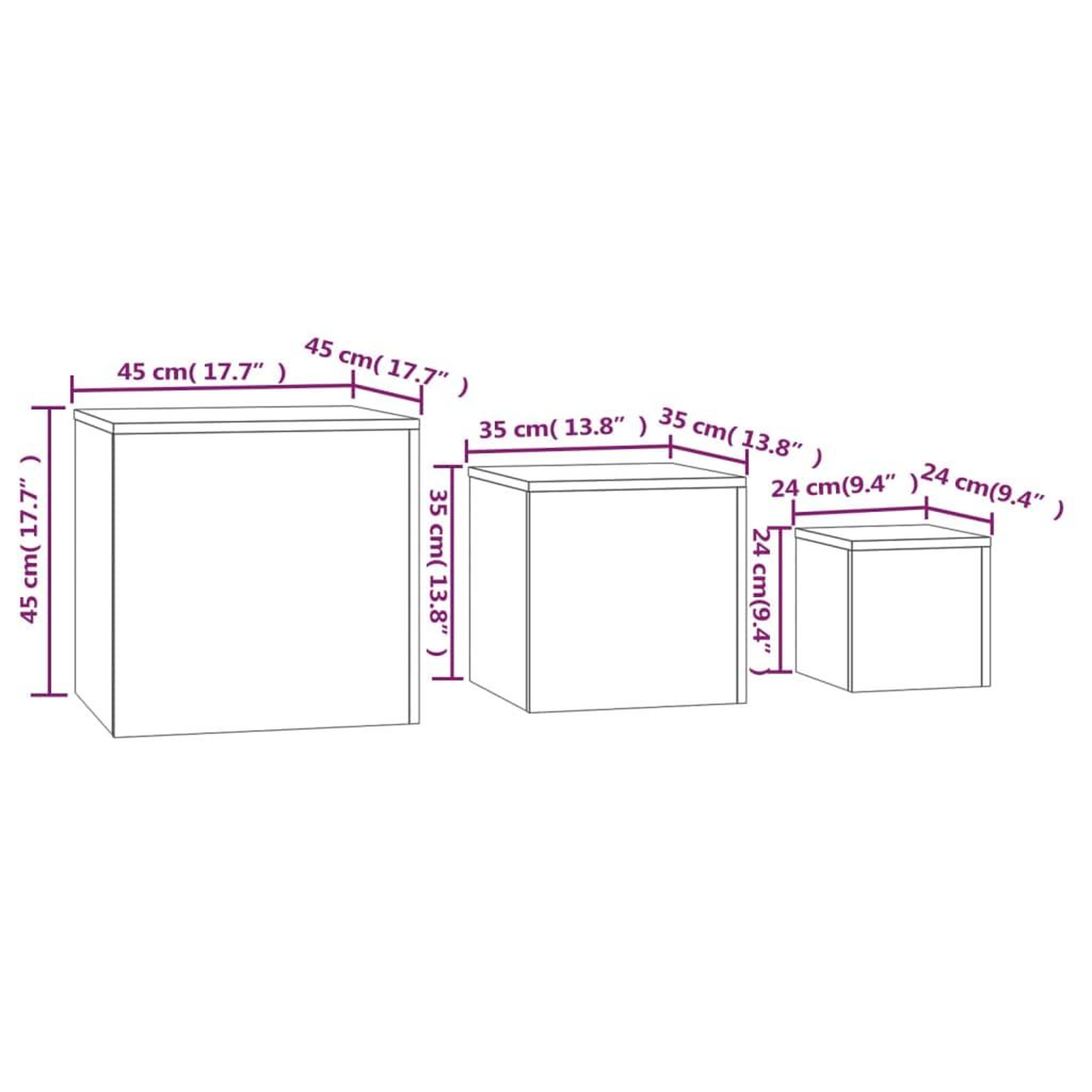 Voir la diapositive 6 : VIDAXL Tables d'appoint 3 pcs Sonoma gris Bois d'ingenierie