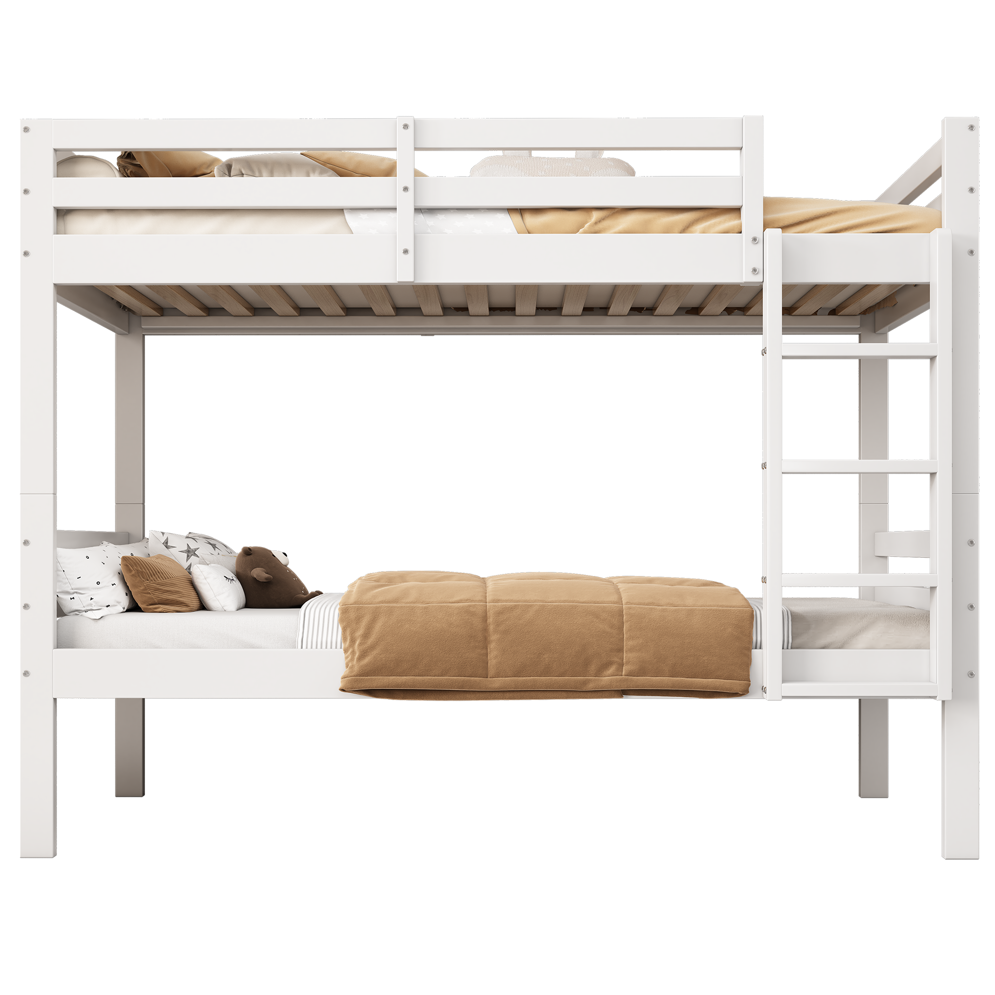 MERAX Lit superposé 90x200cm pin coloris blanc