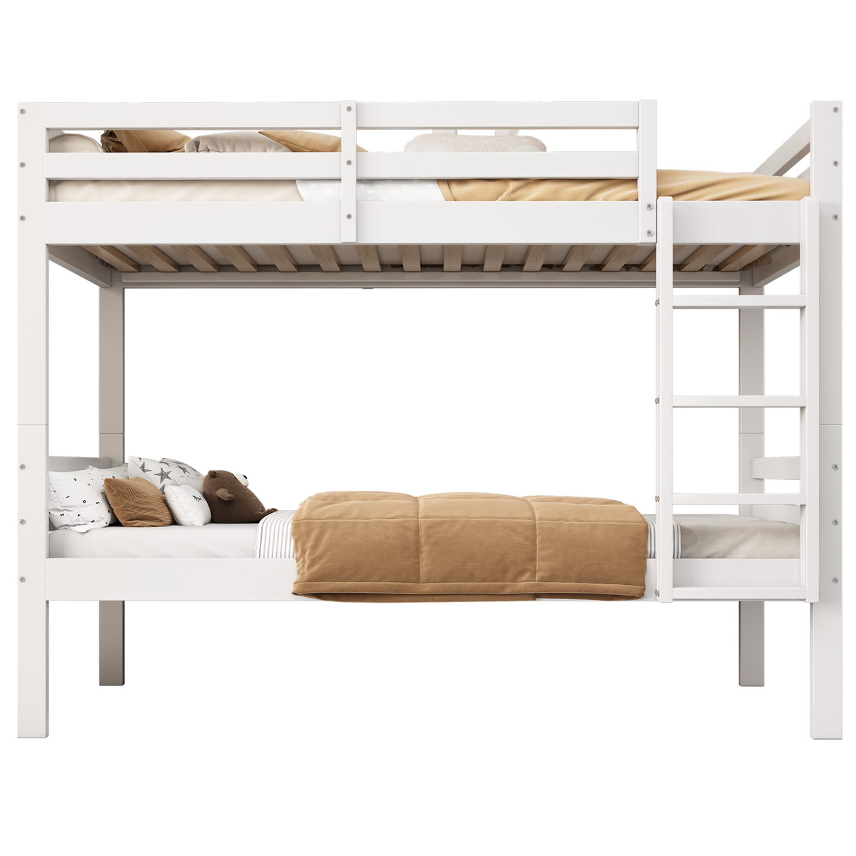 MERAX Lit superposé 90x200cm pin coloris blanc