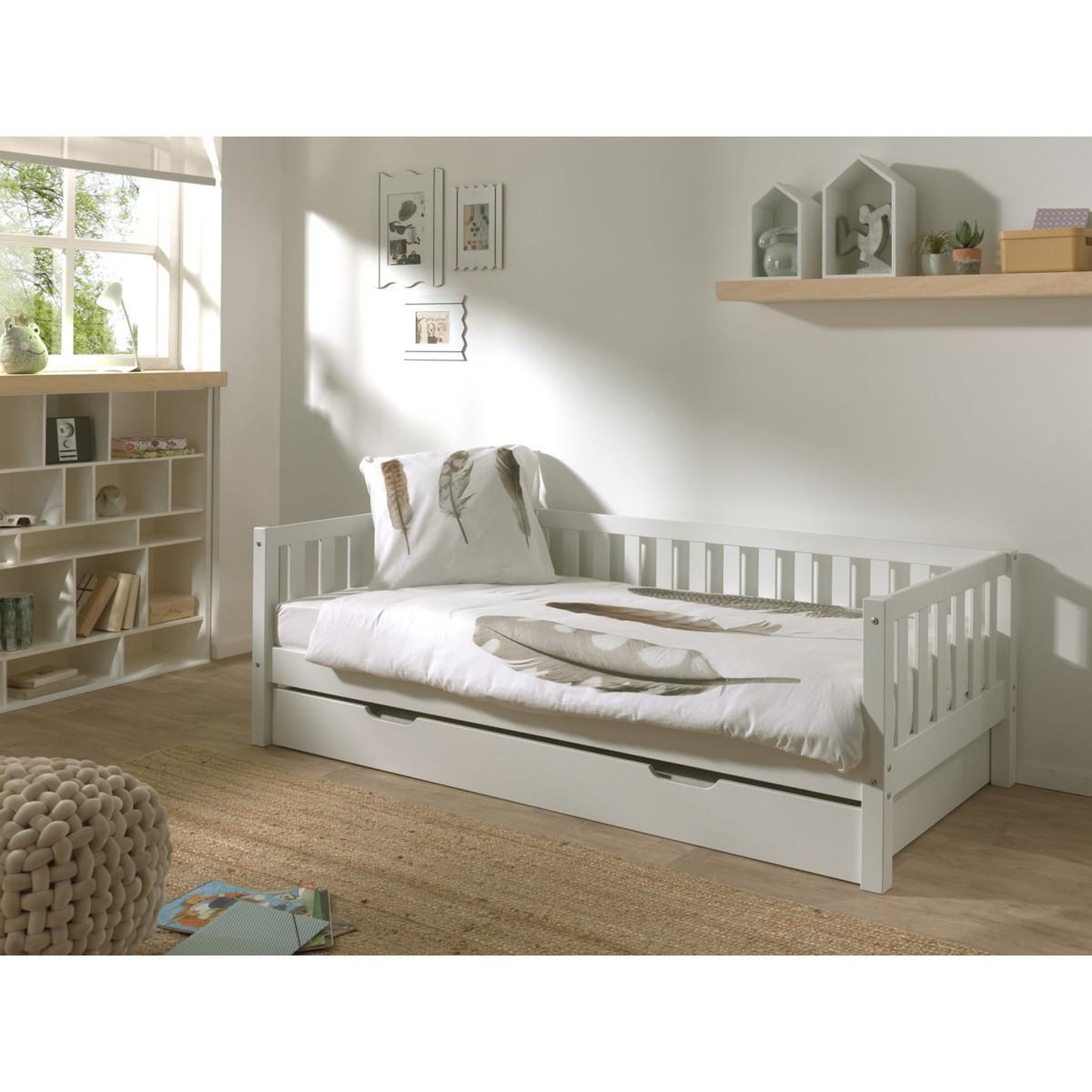 Voir la diapositive 2 : Paris Prix Pack - lit capitaine enfant & tiroir  fritz  90x200cm blanc