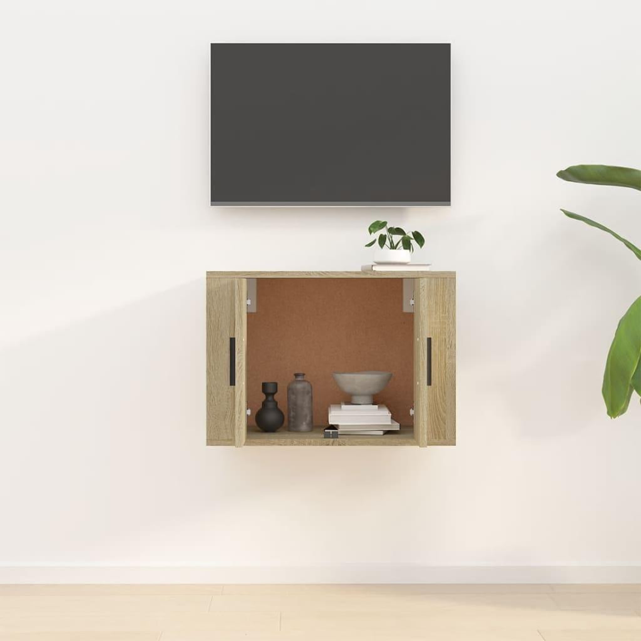 Voir la diapositive 3 : VIDAXL Meuble TV mural Chene sonoma 57x34,5x40 cm