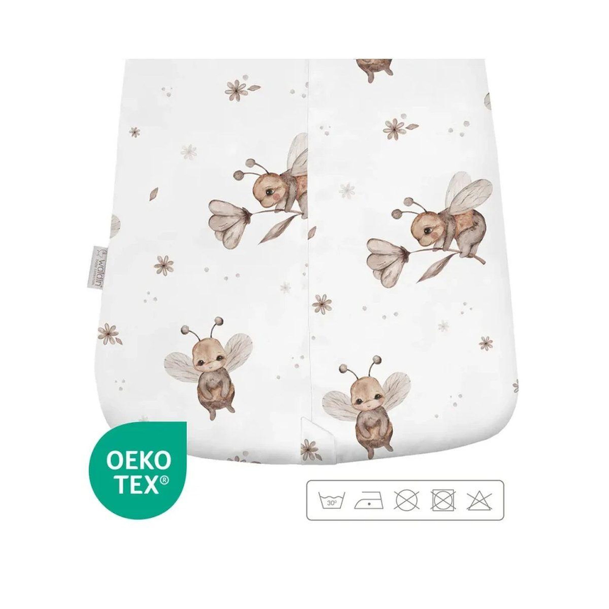 Voir la diapositive 2 : WALDIN Gigoteuse en bambou 40 × 64 cm 1,5 TOG - taille S - motif abeilles, blanc