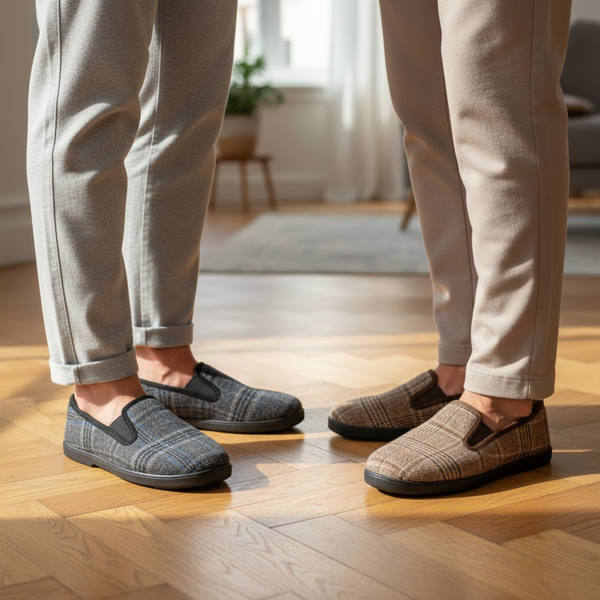 Voir la diapositive 2 : OZABI Ozabi pantoufles charentaises homme pack de 2 paires semelle antidérapante